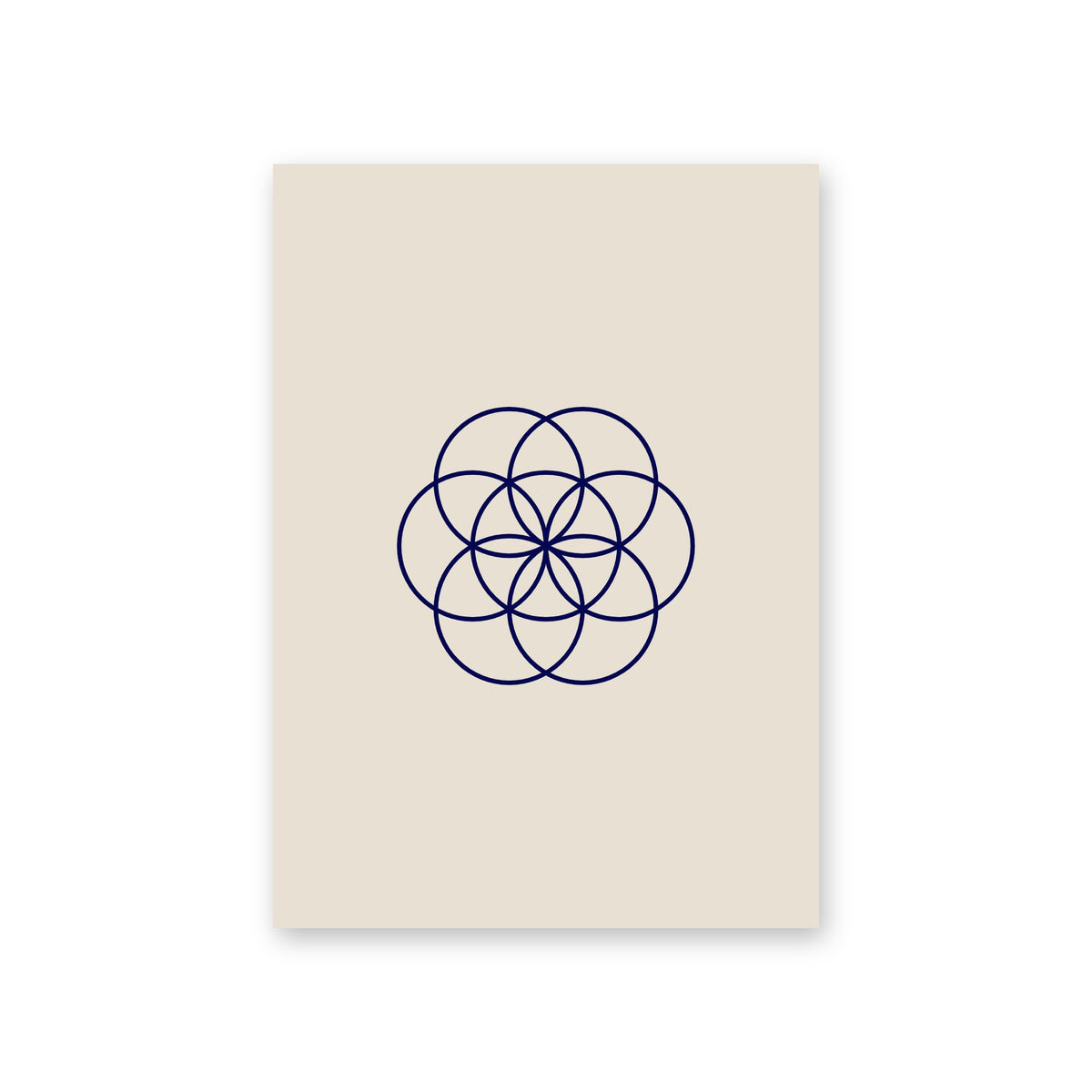 Poster Bloom, sand, seven circles in navy