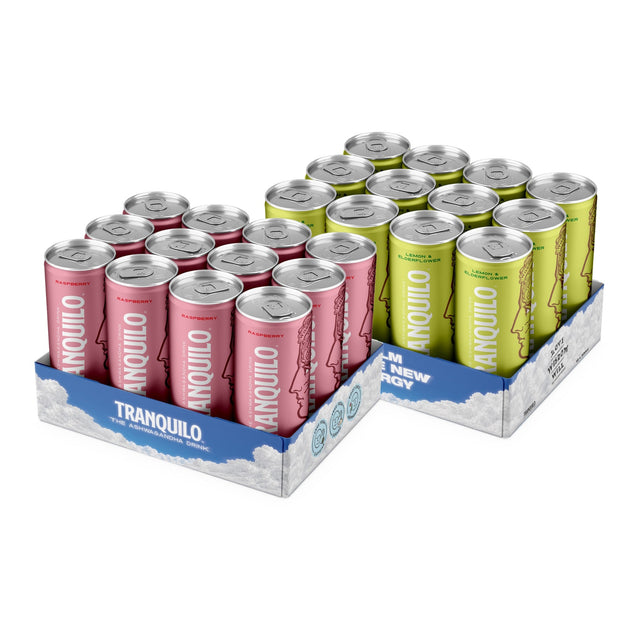 Tranquilo Mix 24-pack, ett tråg Raspberry och ett tråg Lemon & Elderflower