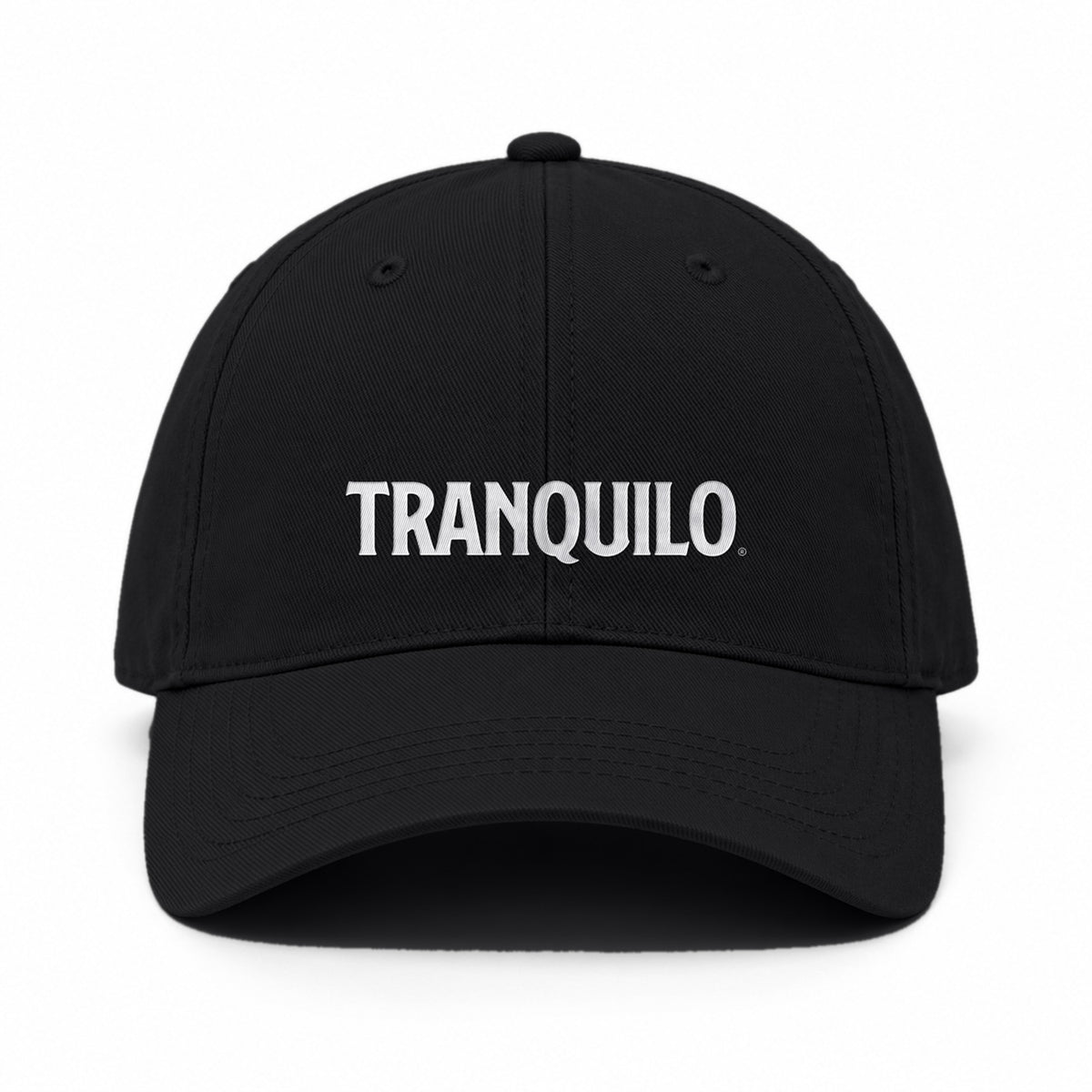 Black cap with TRANQUILO embroidered in white