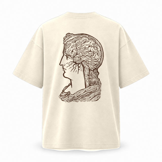 Back of the T-shirt with Sereena printed in brown