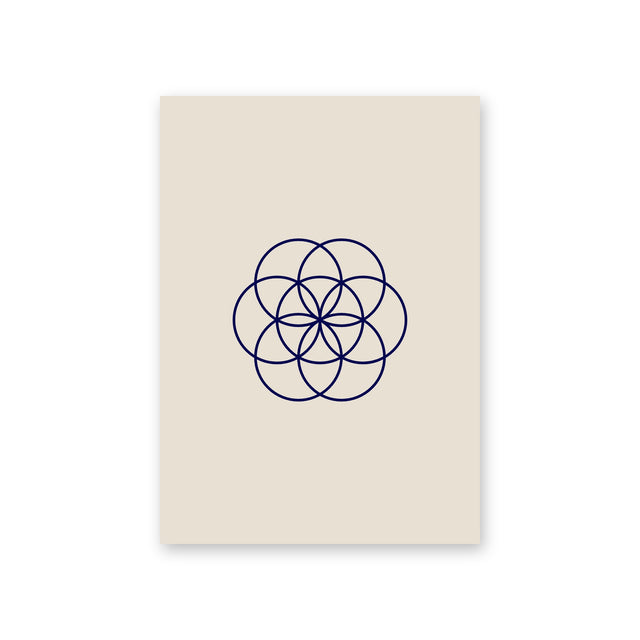 Poster Bloom, sand, seven circles in navy