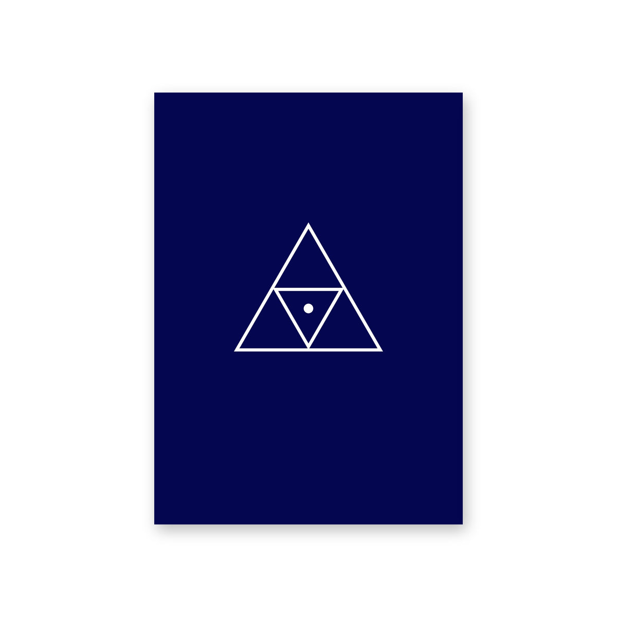 Poster Triad, navy, two triangles in white
