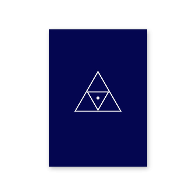 Poster Triad, navy, two triangles in white