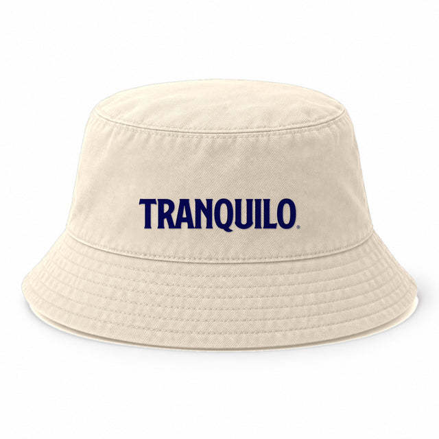 Sand bucket hat with TRANQUILO embroidered on the front