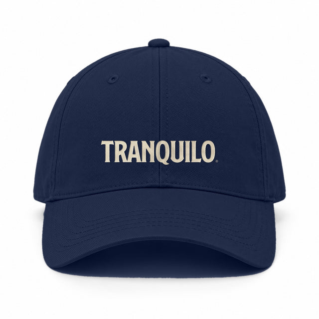Navy cap with TRANQUILO embroidered on the front